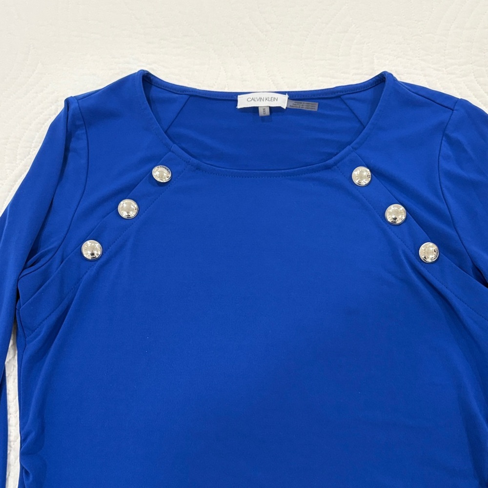Calvin Klein Royal Blue Blouse with Button Detail